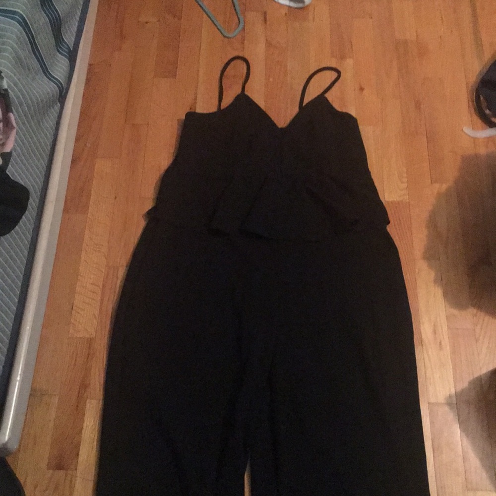 Plus size black peplum jumpsuit